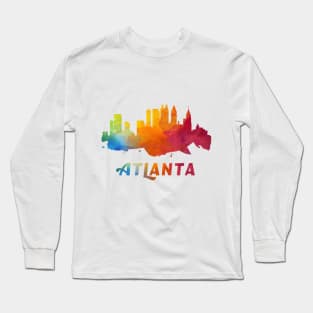 Atlanta Skyline Watercolor Style Long Sleeve T-Shirt